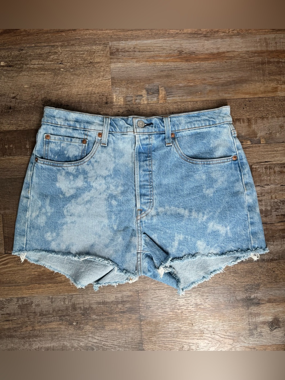 Levi's Light Blue Acid Wash Denim Cutoff Shorts